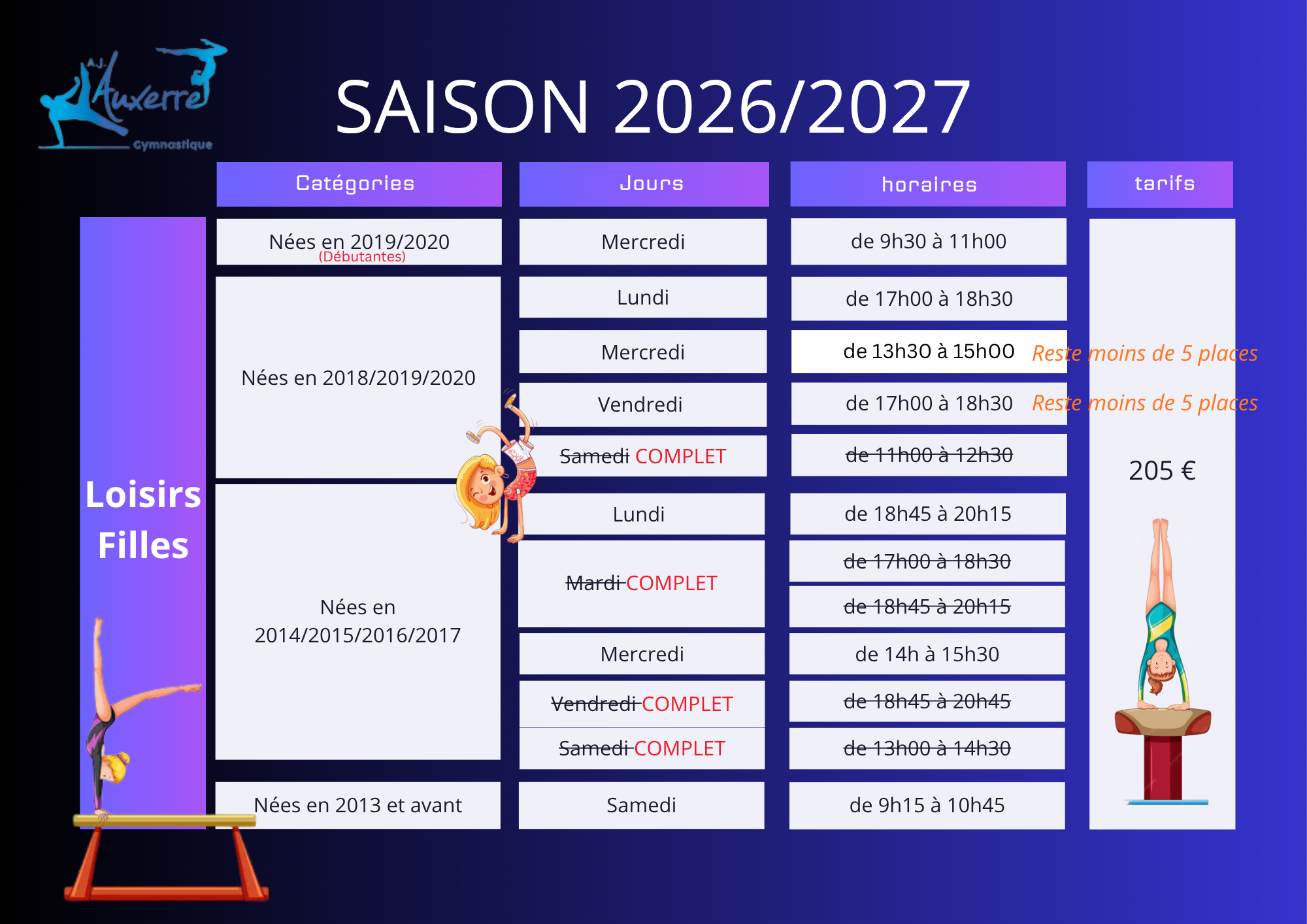Horaires loisirs